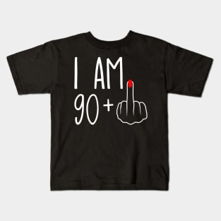 Vintage 91st Birthday I Am 90 Plus 1 Middle Finger Kids T-Shirt